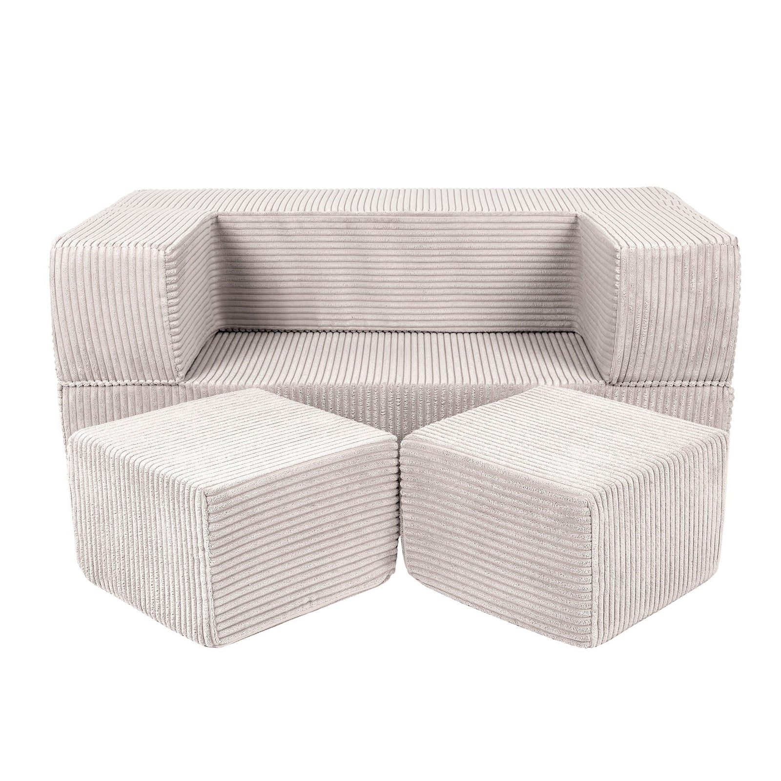 MeowBaby Aesthetic Cube Kids Sofa - Ecru