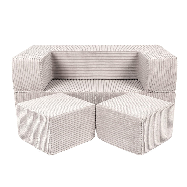 MeowBaby Aesthetic Cube Kids Sofa - Ecru