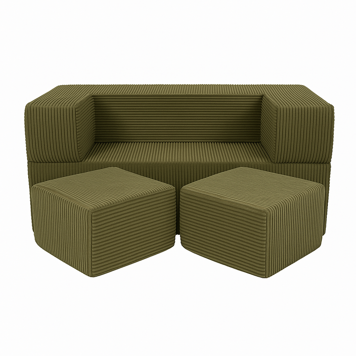 MeowBaby Aesthetic Cube Kids Sofa - Khaki