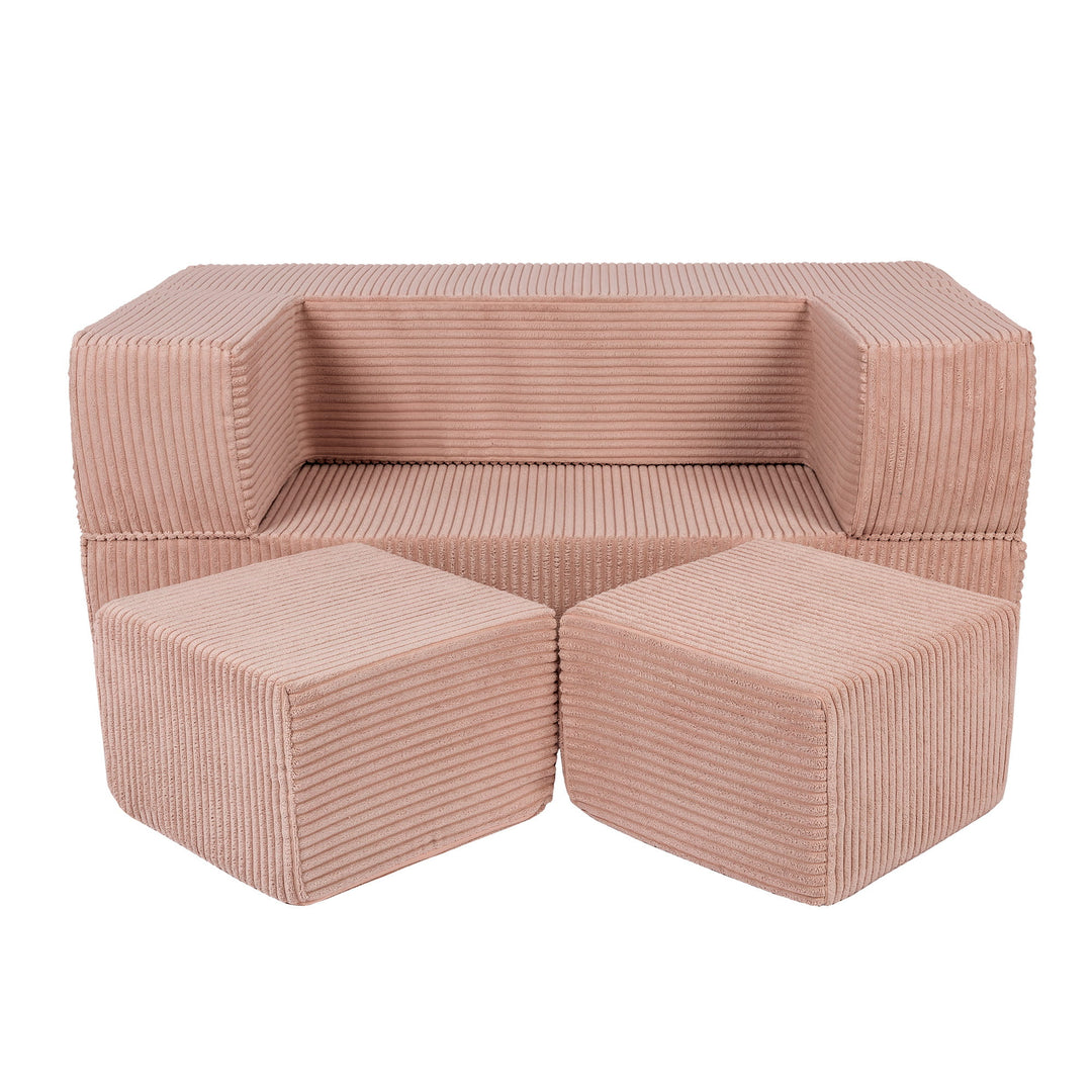 MeowBaby Aesthetic Cube Kids Sofa - Powder Pink