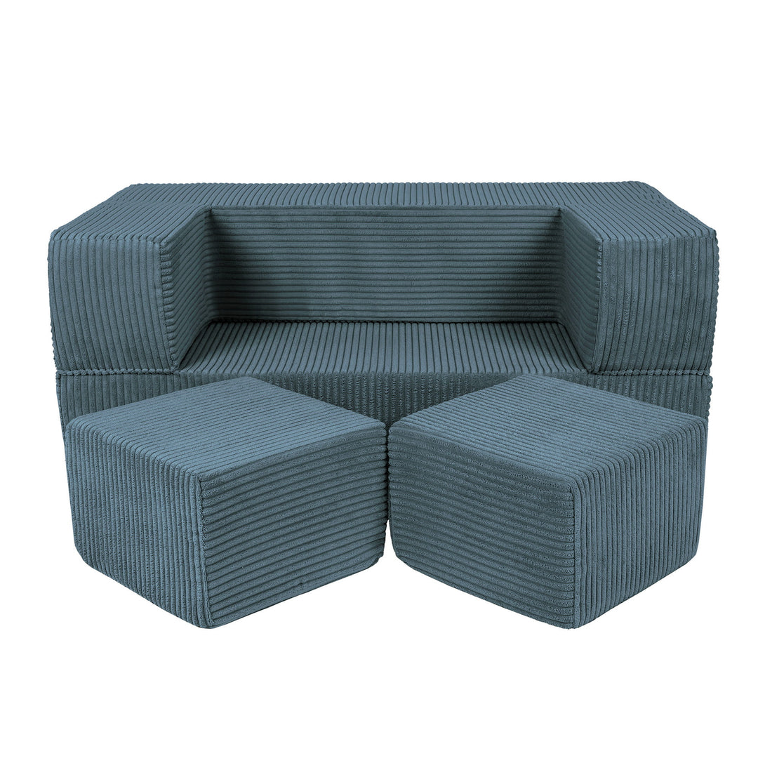 MeowBaby Aesthetic Cube Kids Sofa - Turquoise