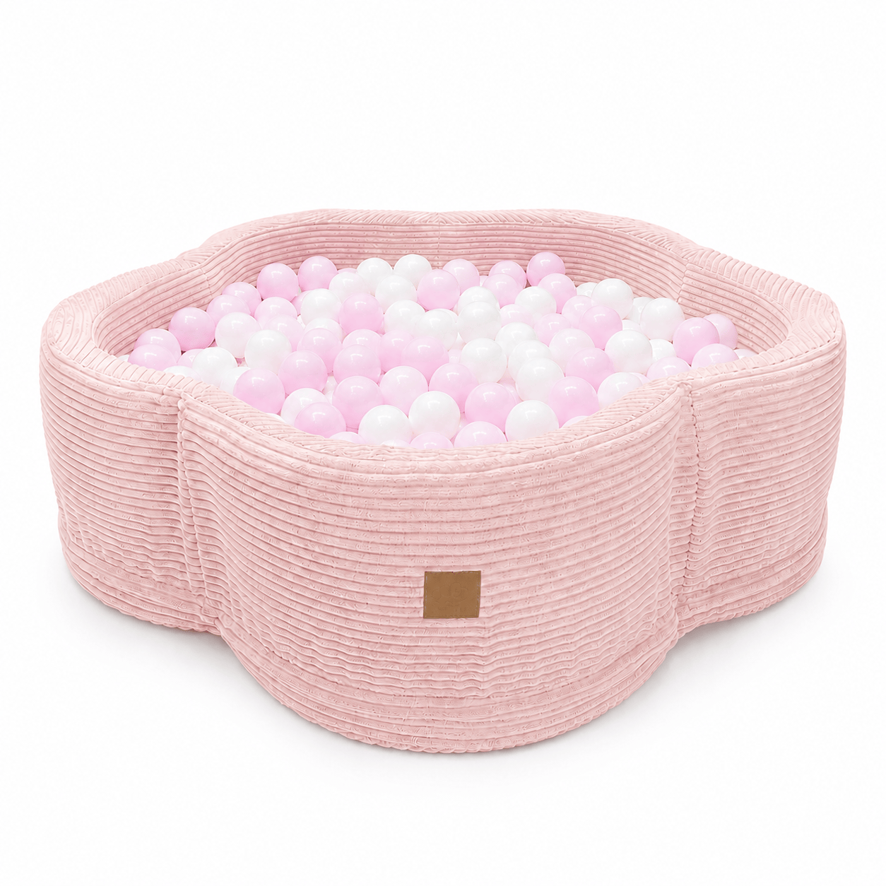 MeowBaby Pink Aesthetic Flower ball pit, petal-shaped foam ball pit with dusty pink ribbed corduroy-style cover