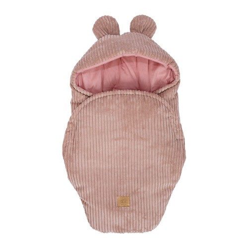MeowBaby Baby Swaddle with Bear Ears, Corduroy Powder Pink