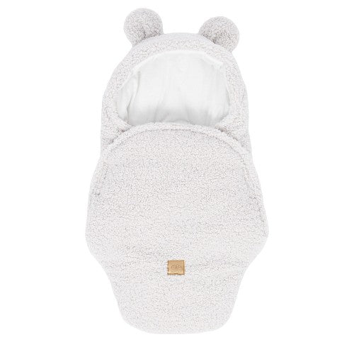 MeowBaby Baby Swaddle with Bear Ears, Teddy Off White
