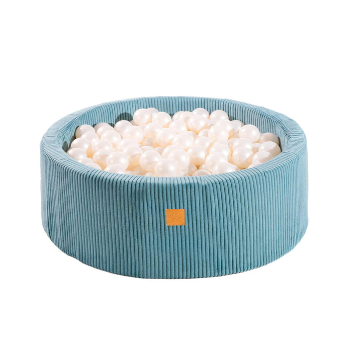 MeowBaby Turquoise Aesthetic round ball pit with removable corduroy-style fabric cover