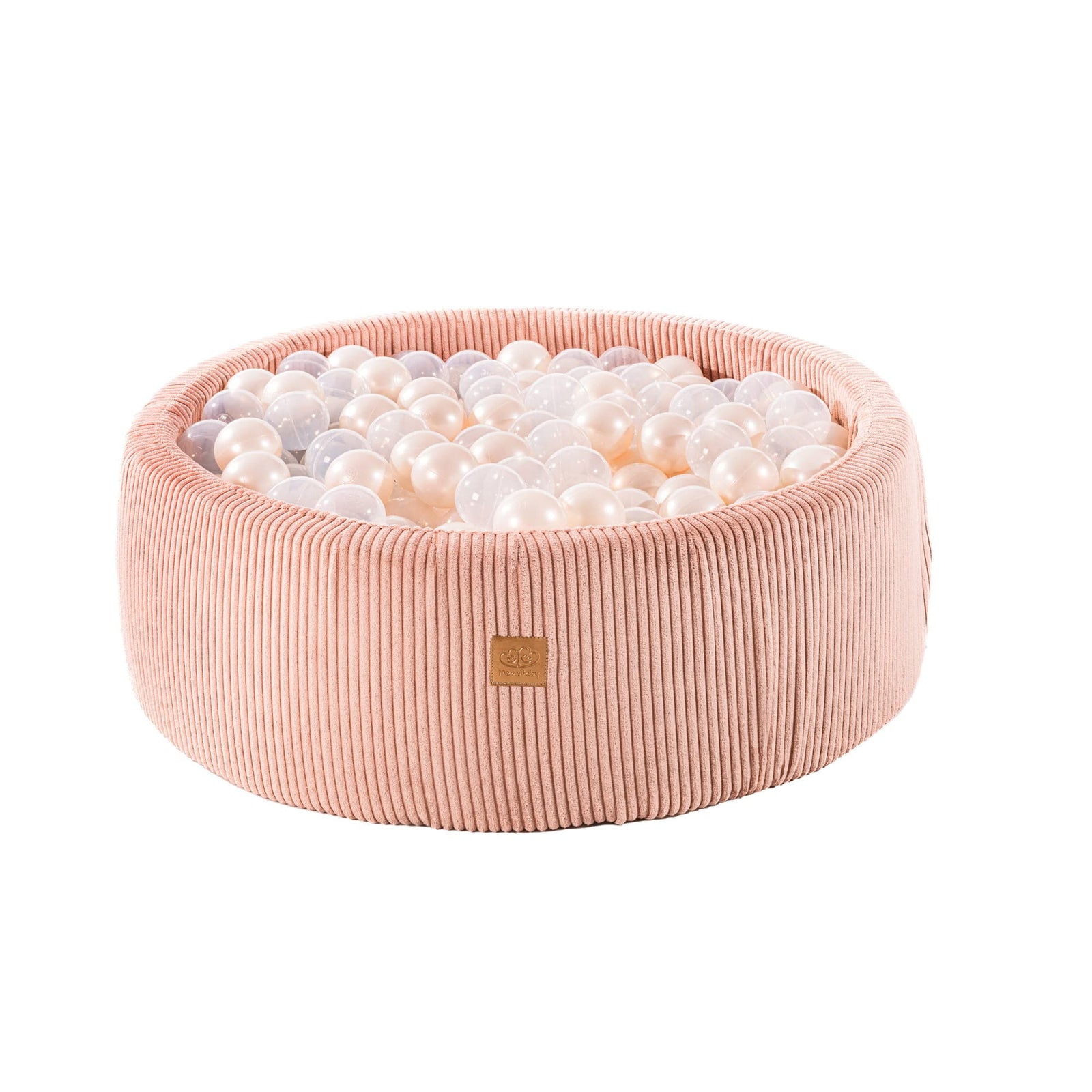 MeowBaby Pink Aesthetic round ball pit with removable corduroy-style fabric cover