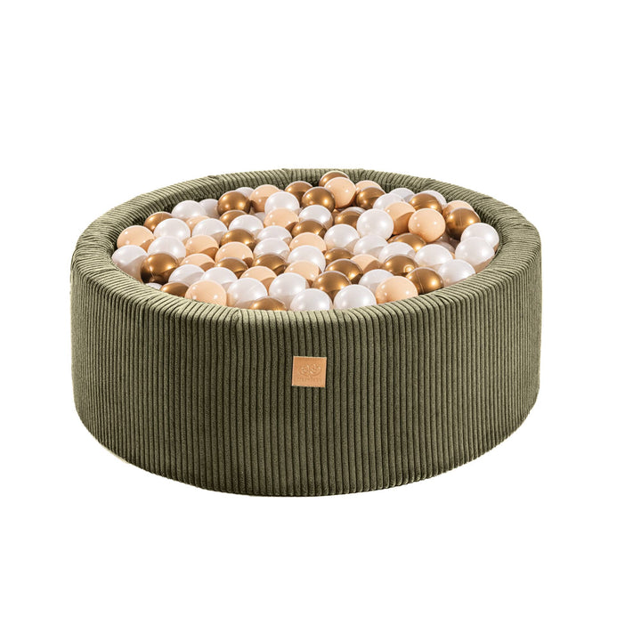 MeowBaby Khaki Aesthetic round ball pit with removable corduroy-style fabric cover