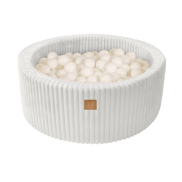 MeowBaby Cotton Candy White Churros round ball pit with corduroy cover