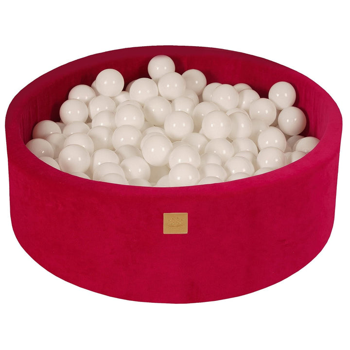 MeowBaby Magenta Round Velvet Ball Pit, 90cm diameter, anti-allergic foam with zip-off velvet cover
