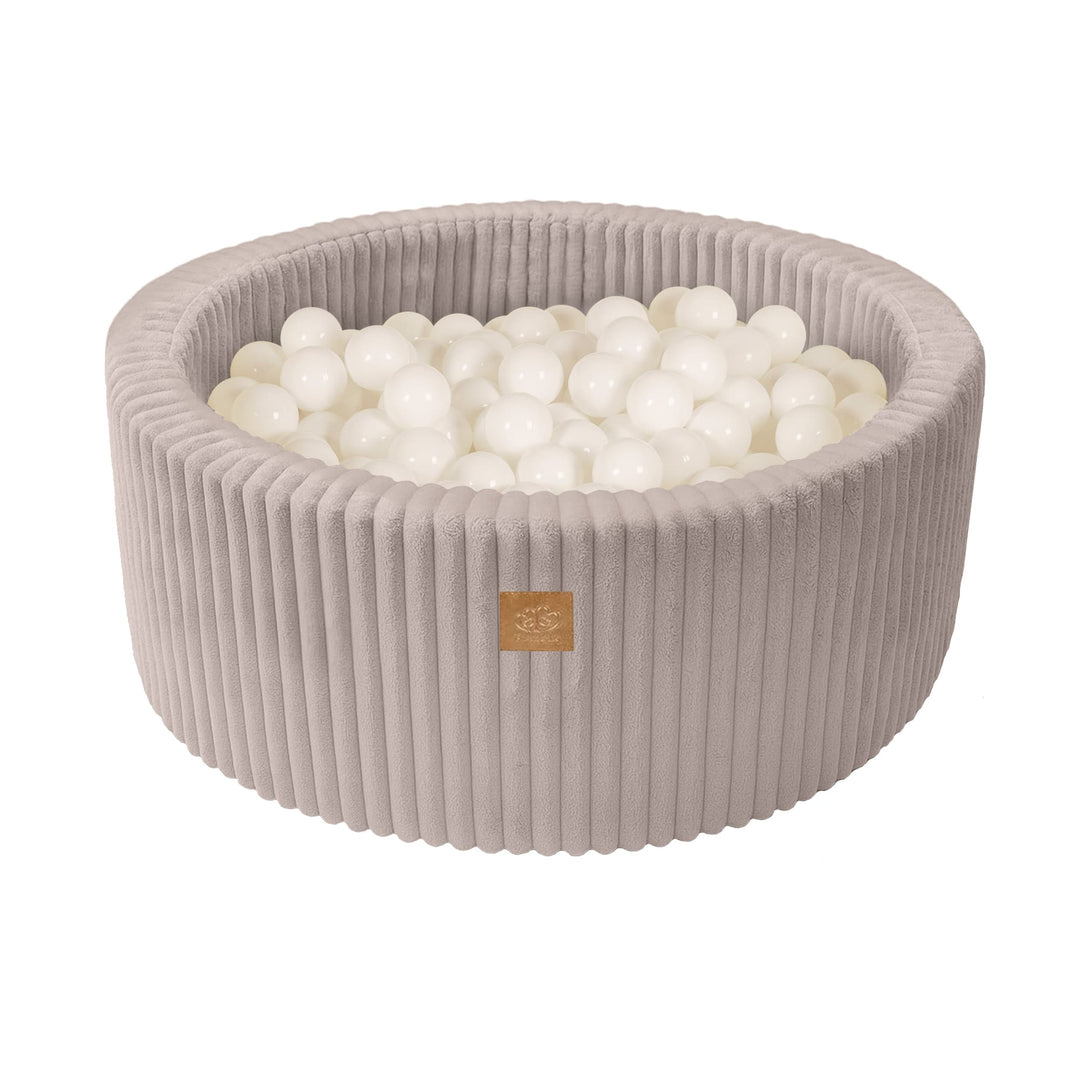 MeowBaby Pebble Beige Churros round ball pit with corduroy cover