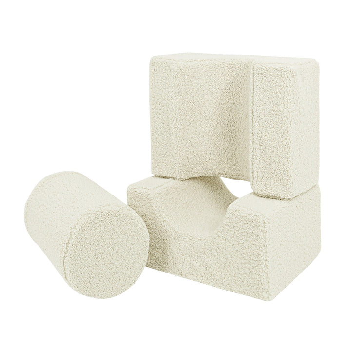 MeowBaby Shape Set 3 Elements in Ecru teddy fabric, foam shapes for toddler building play