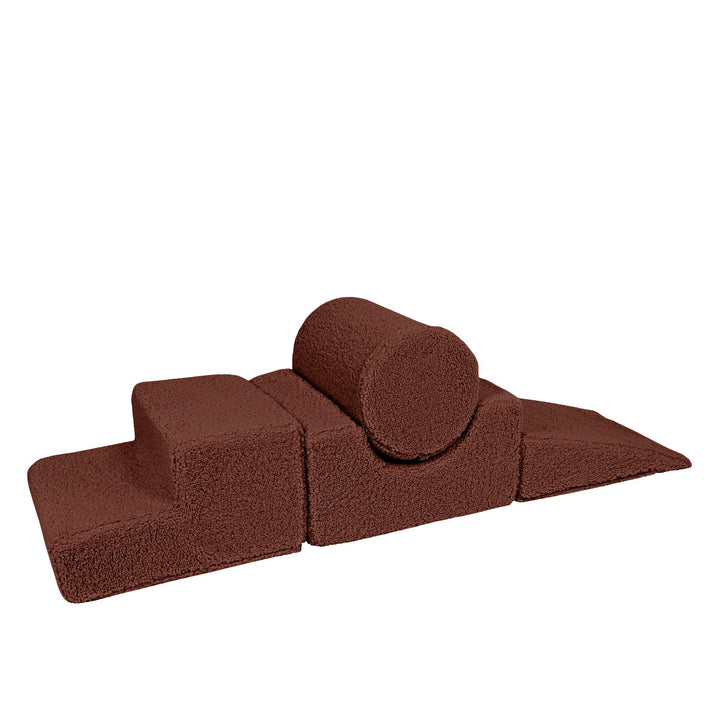 MeowBaby Shape Set 4 Elements in Brown teddy fabric, foam shapes for toddler building play
