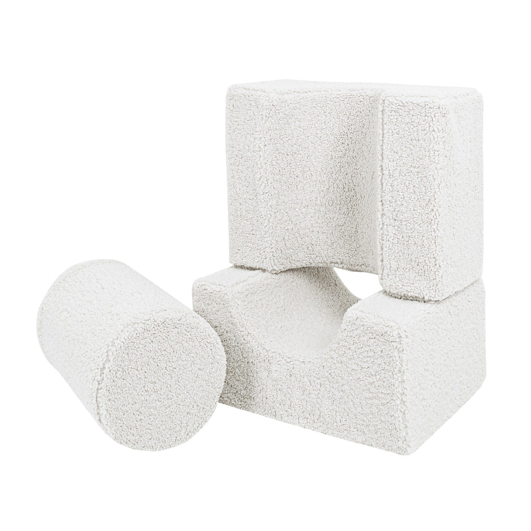 MeowBaby Shape Set 3 Elements in White teddy fabric, foam shapes for toddler building play