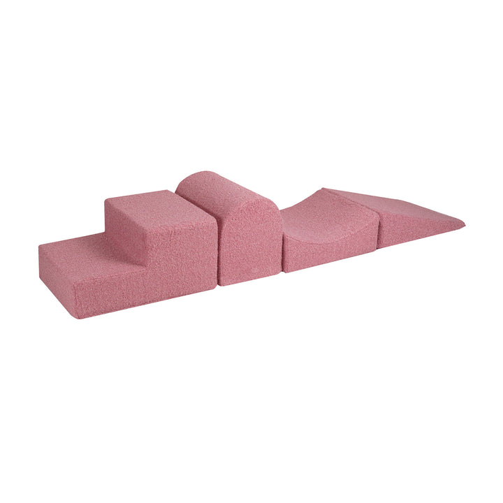MeowBaby Playground 4 Elements soft play foam set in Pink Boucle fabric