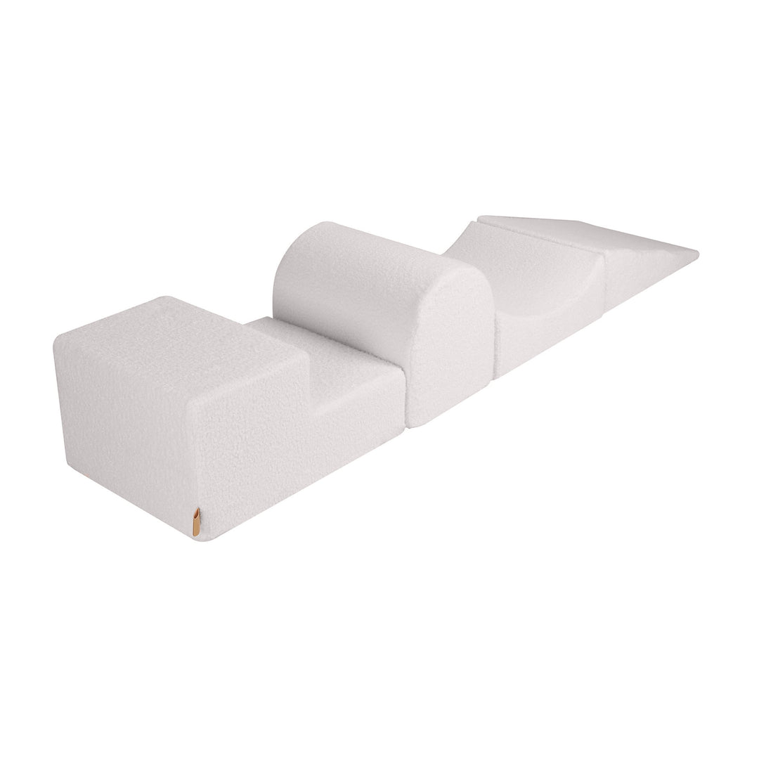 MeowBaby Playground 4 Elements soft play foam set in White Boucle fabric, alternate angle