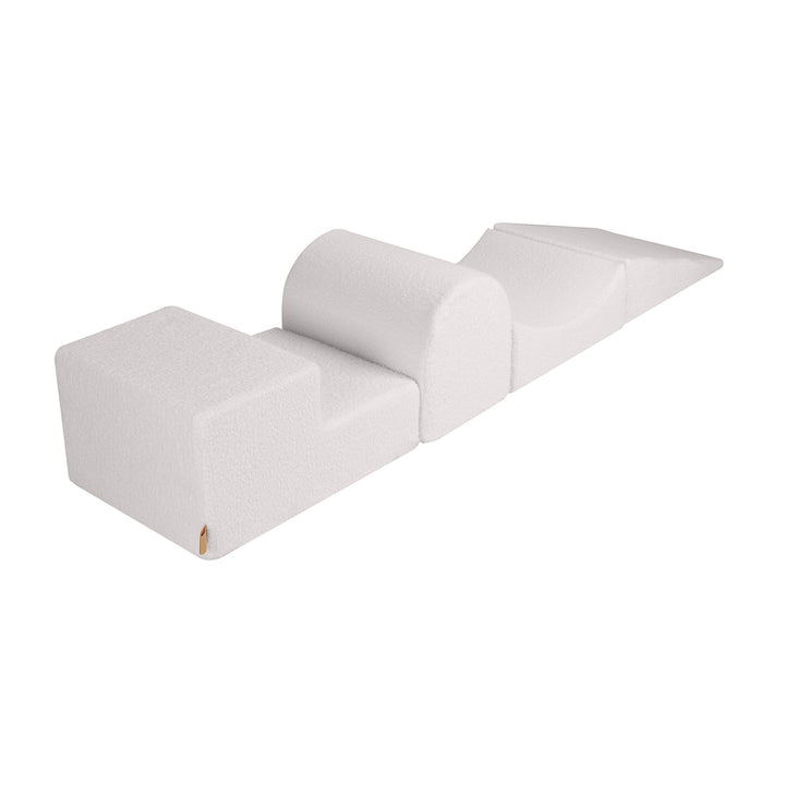 MeowBaby Playground 4 Elements soft play foam set in White Boucle fabric, alternate angle