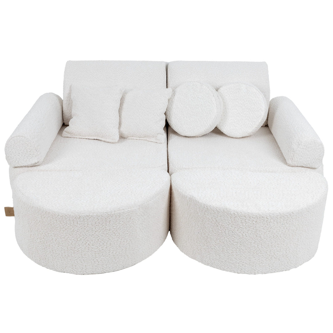 MeowBaby Boucle Pocket Kids Sofa - Max - White