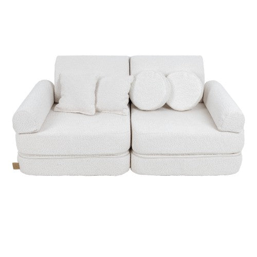 MeowBaby Boucle Pocket Kids Sofa - Plus - White