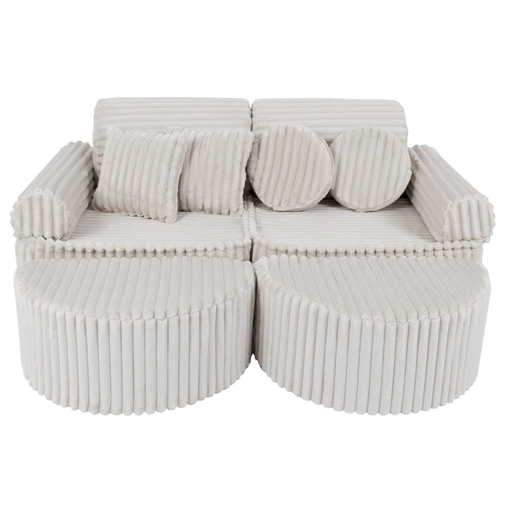 MeowBaby Churros Pocket Kids Sofa - Max - Cotton Candy White