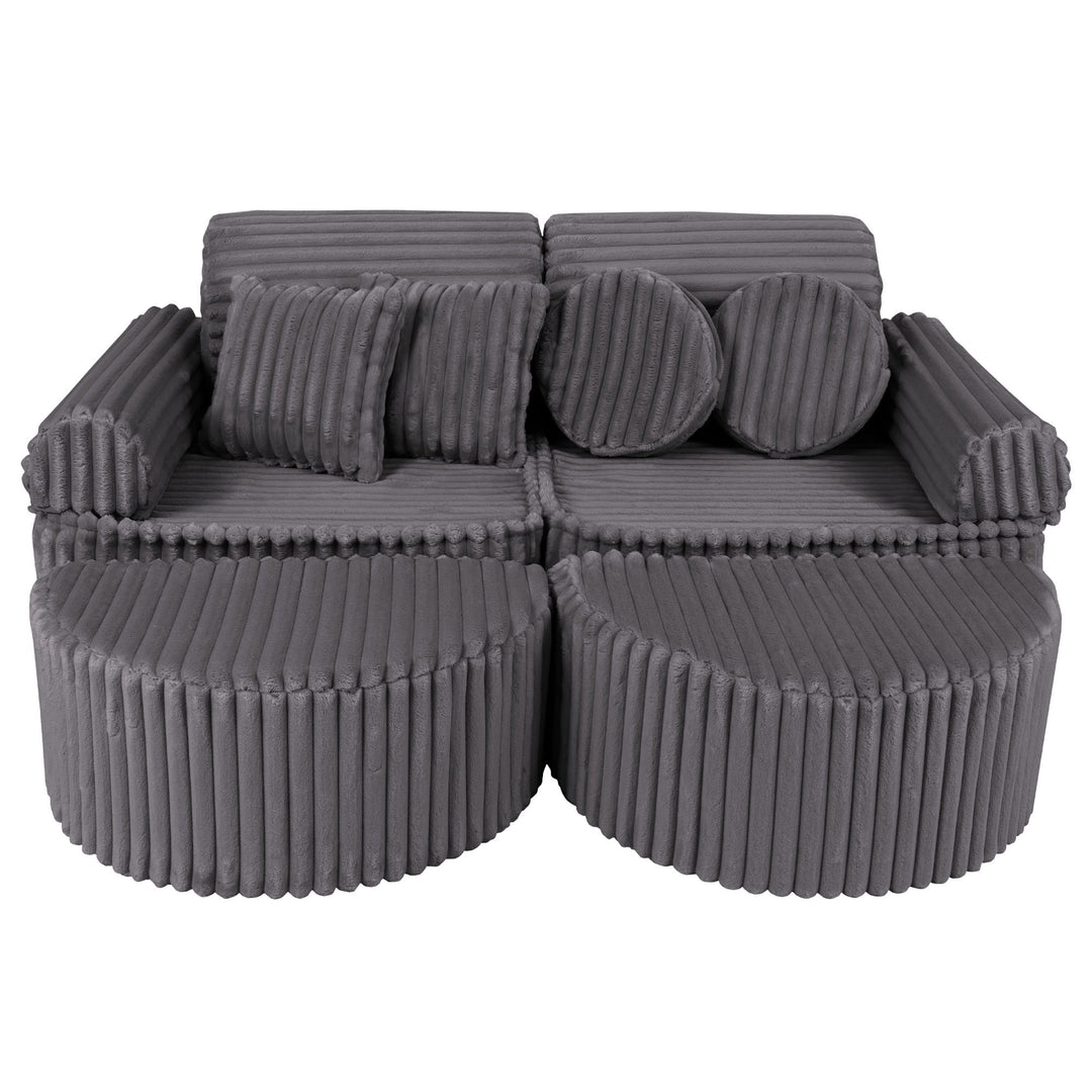 MeowBaby Churros Pocket Kids Sofa - Max - Jurassic Grey