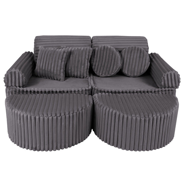 MeowBaby Churros Pocket Kids Sofa - Max - Jurassic Grey