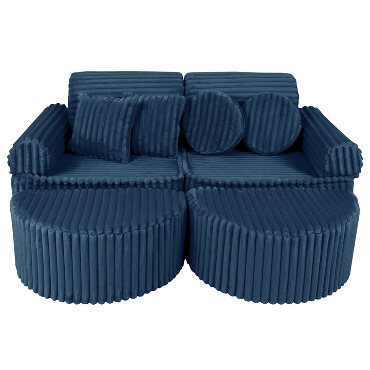 MeowBaby Churros Pocket Kids Sofa - Max - Midnight Blue