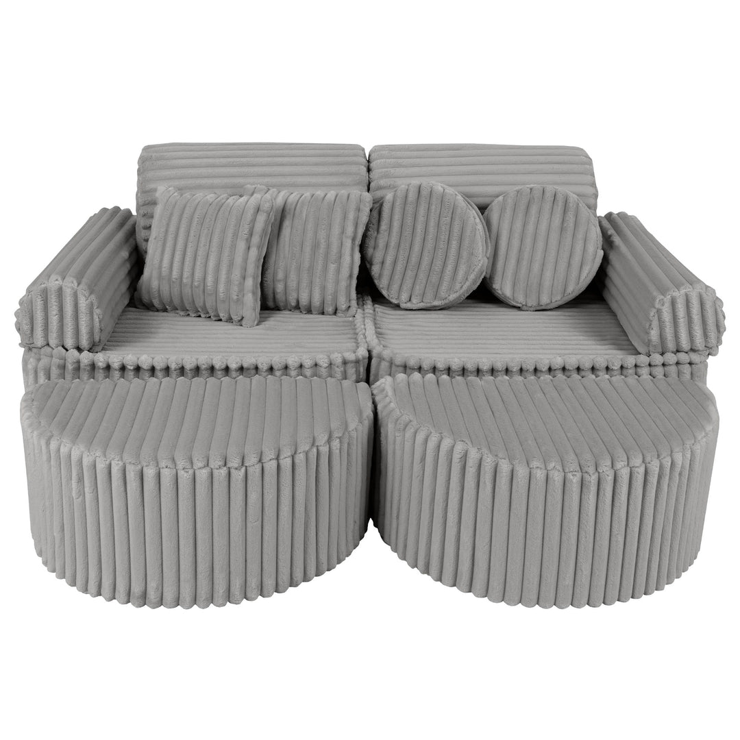 MeowBaby Churros Pocket Kids Sofa - Max - Moon Dust Grey