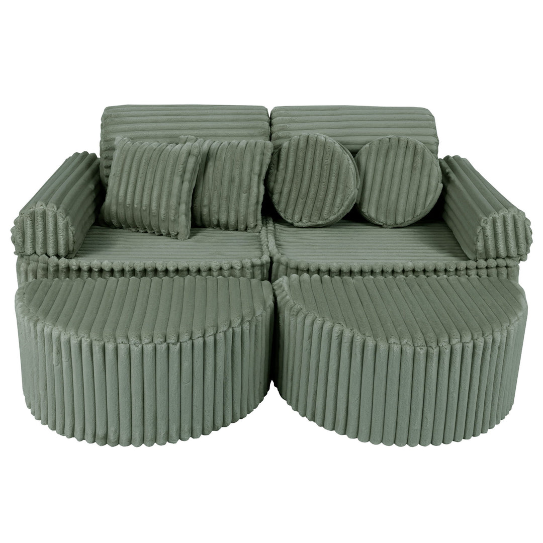 MeowBaby Churros Pocket Kids Sofa - Max - Olive Sage Green