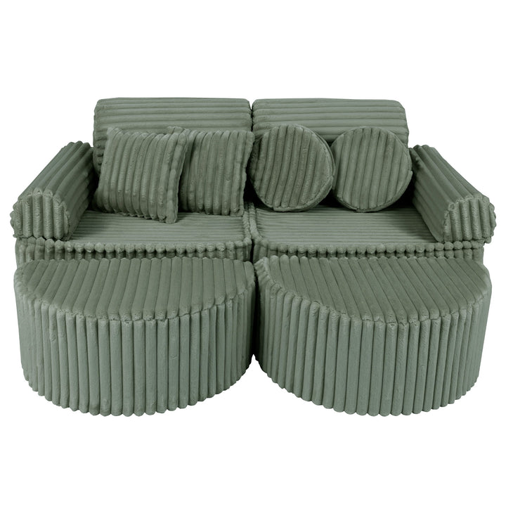 MeowBaby Churros Pocket Kids Sofa - Max - Olive Sage Green