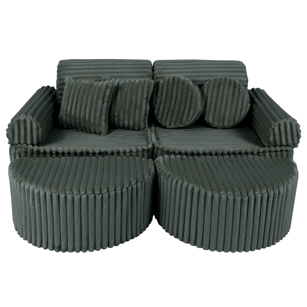 MeowBaby Churros Pocket Kids Sofa - Max - Pine Forest Green