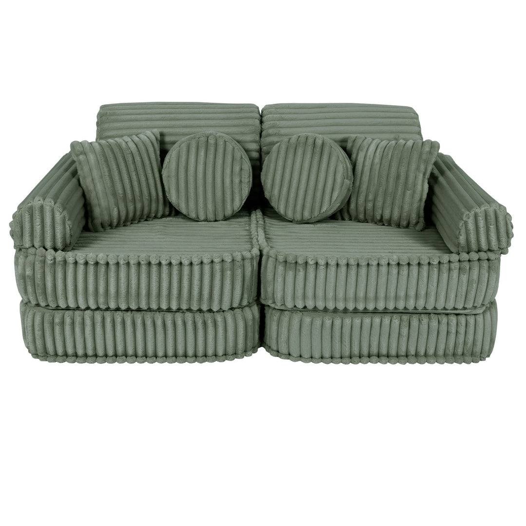 MeowBaby Churros Pocket Kids Sofa - Plus - Olive Sage Green