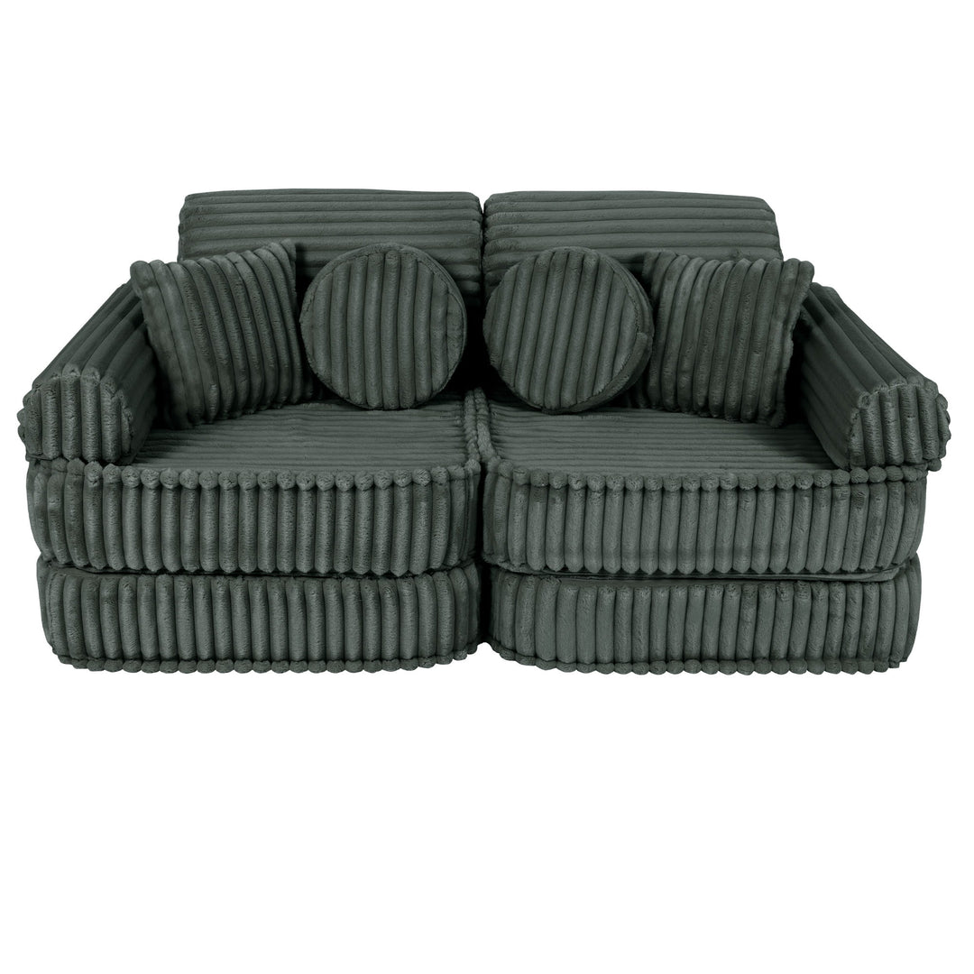 MeowBaby Churros Pocket Kids Sofa - Plus - Pine Forest Green
