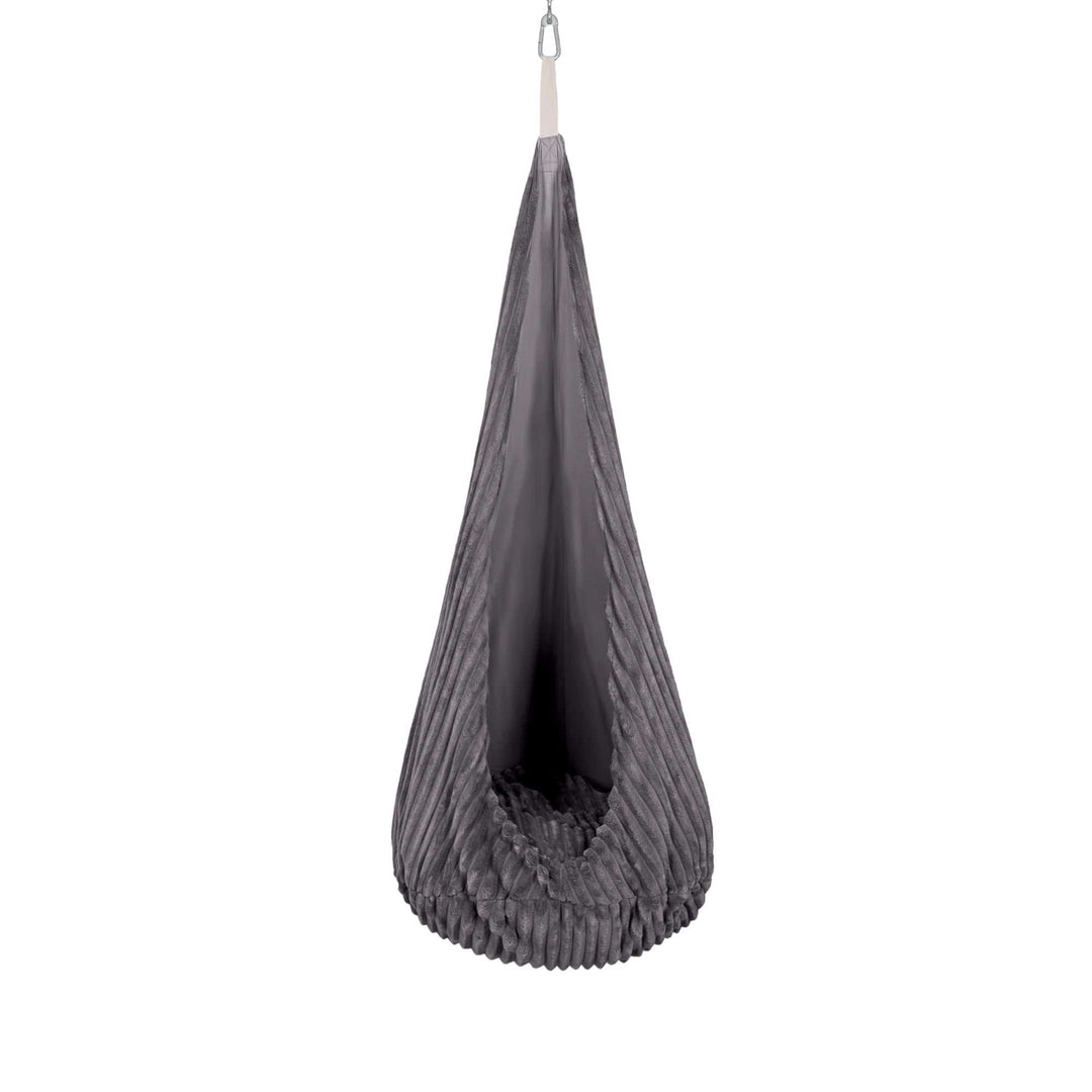 MeowBaby Cocoon Swing hanging pod chair in Churros Jurassic Grey corduroy