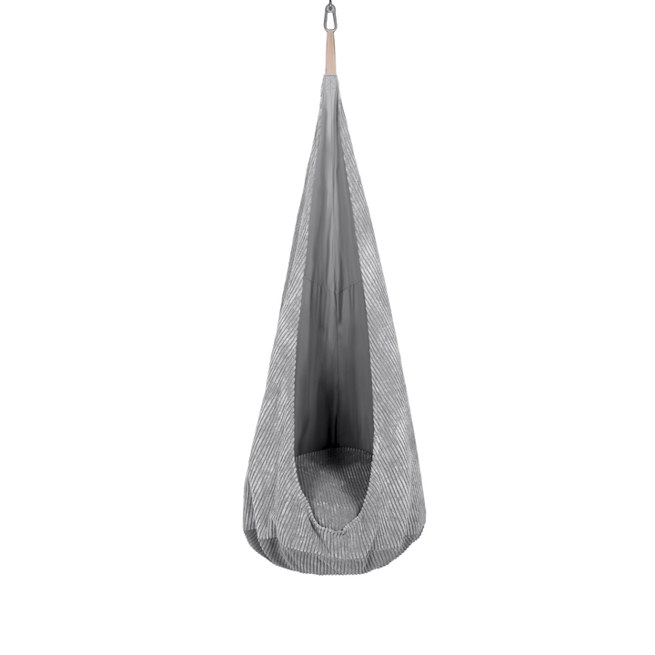 MeowBaby Cocoon Swing hanging pod chair in Grey corduroy