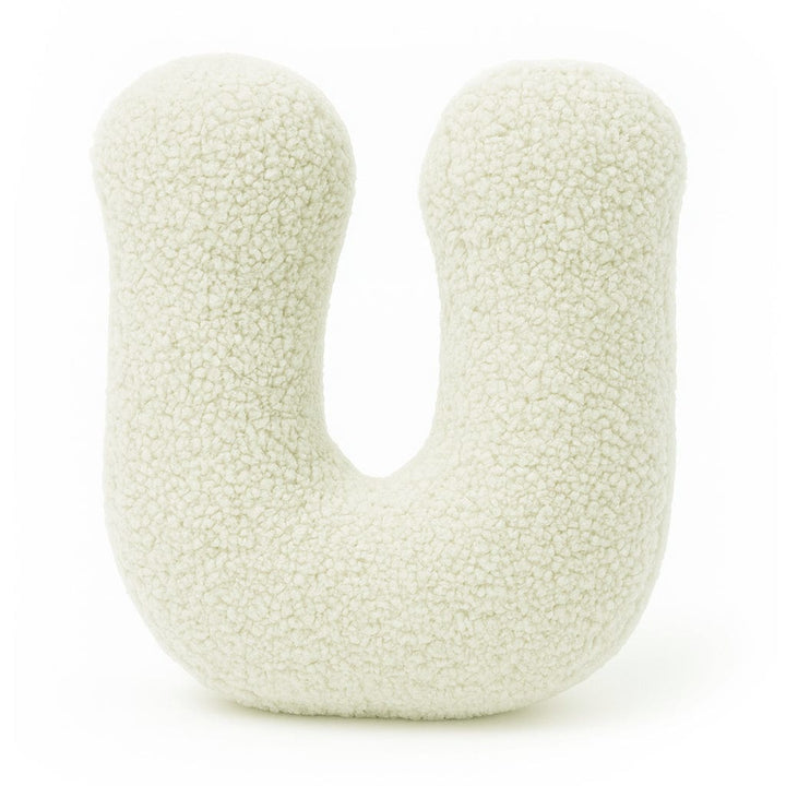 MeowBaby Cream Teddy Letter Cushion - Letter U