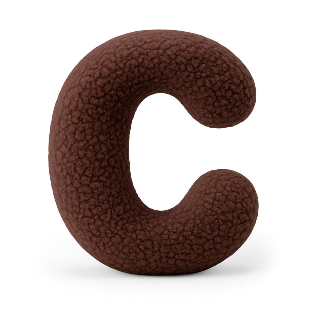 MeowBaby Dark Brown Teddy Letter Cushion - Letter C
