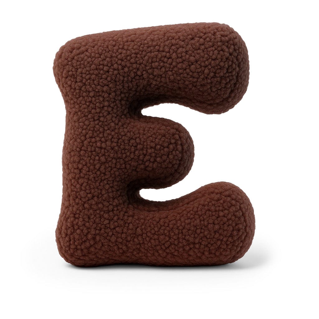 MeowBaby Dark Brown Teddy Letter Cushion - Letter E