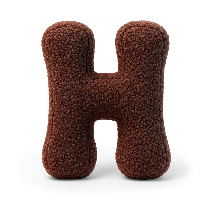 MeowBaby Dark Brown Teddy Letter Cushion - Letter H