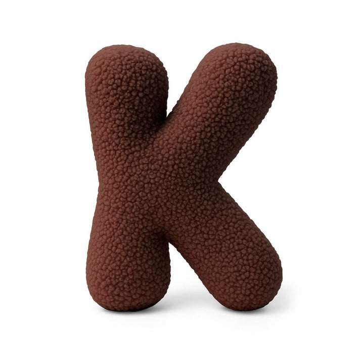 MeowBaby Dark Brown Teddy Letter Cushion - Letter K