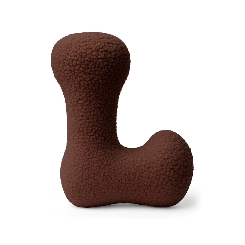 MeowBaby Dark Brown Teddy Letter Cushion - Letter L