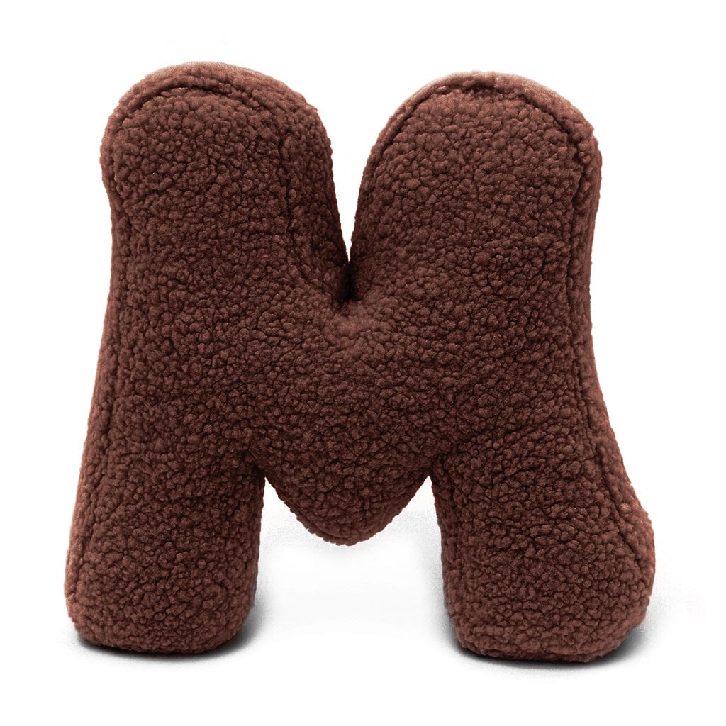 MeowBaby Dark Brown Teddy Letter Cushion - Letter M