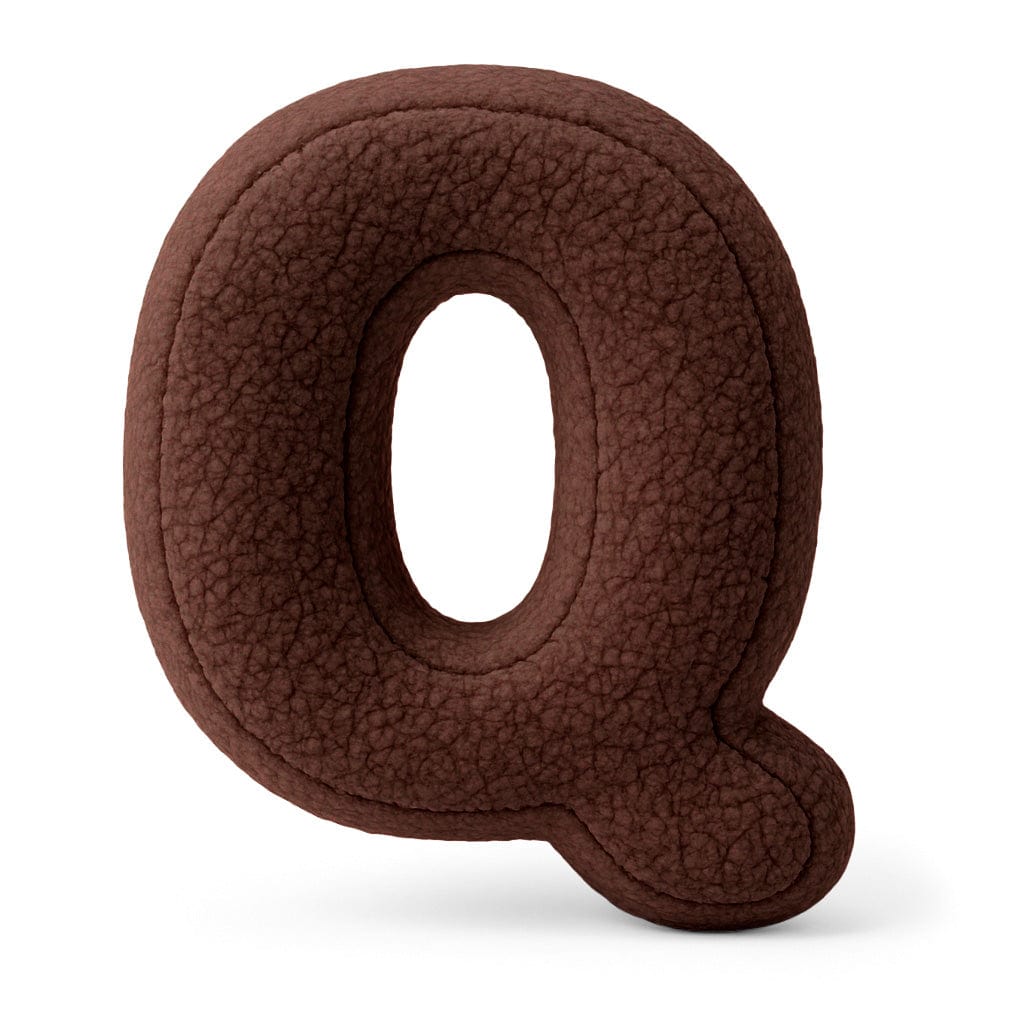 MeowBaby Dark Brown Teddy Letter Cushion - Letter Q