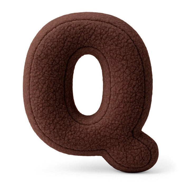 MeowBaby Dark Brown Teddy Letter Cushion - Letter Q