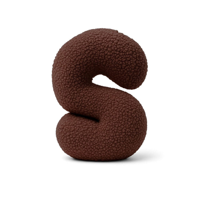 MeowBaby Dark Brown Teddy Letter Cushion - Letter S