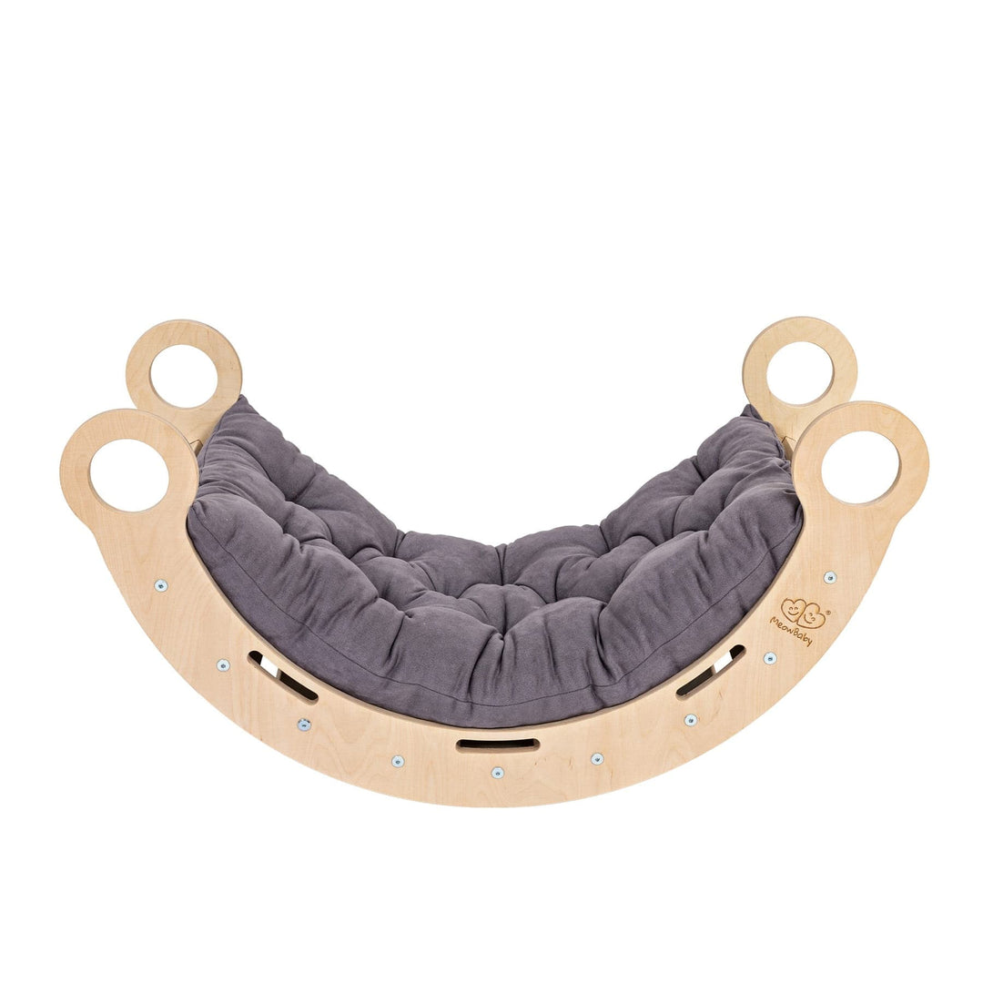 MeowBaby Dream Rocker in Classic Wood with the grey cushion insert