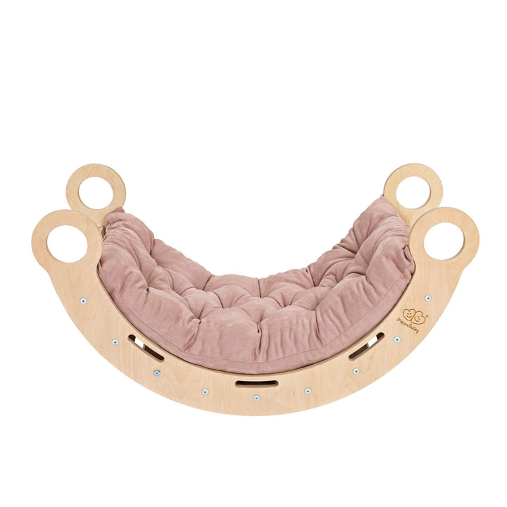 MeowBaby Dream Rocker in Classic Wood with the pink cushion insert