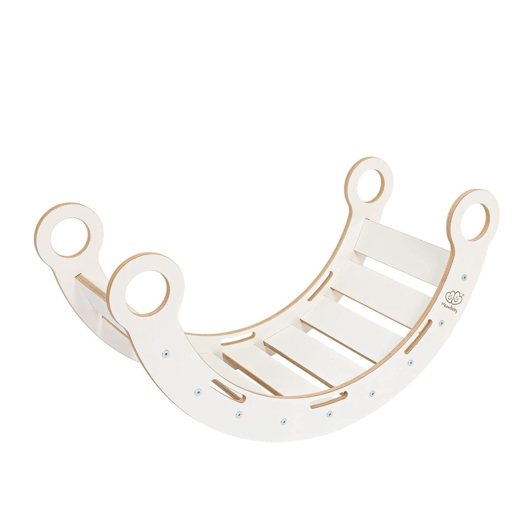 MeowBaby Dream Rocker in White Wood, bare wood with no cushion or ramp accessories