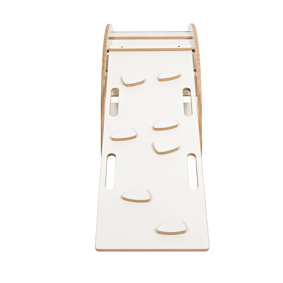 MeowBaby Dream Rocker ramp accessory, grip-textured climbing face on one side and a smooth slide face on the other