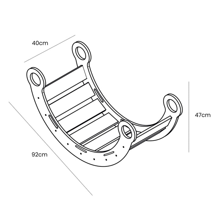 Dimensions diagram: MeowBaby Dream Rocker Medium, 92cm long, 40cm wide, 47cm tall