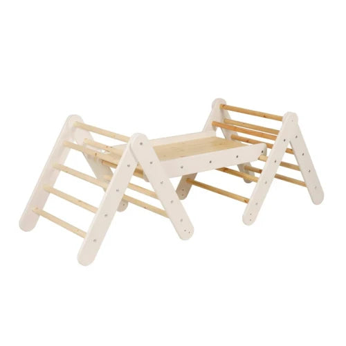 MeowBaby Climbing Triangle with Slide &amp; Climbing Frame Set, White